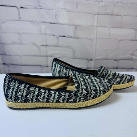 b.ø.c. Born Concept Espadrille Flats | Size 7.5M | Black & Cream Patterned Slip- - Picture 5 of 13
